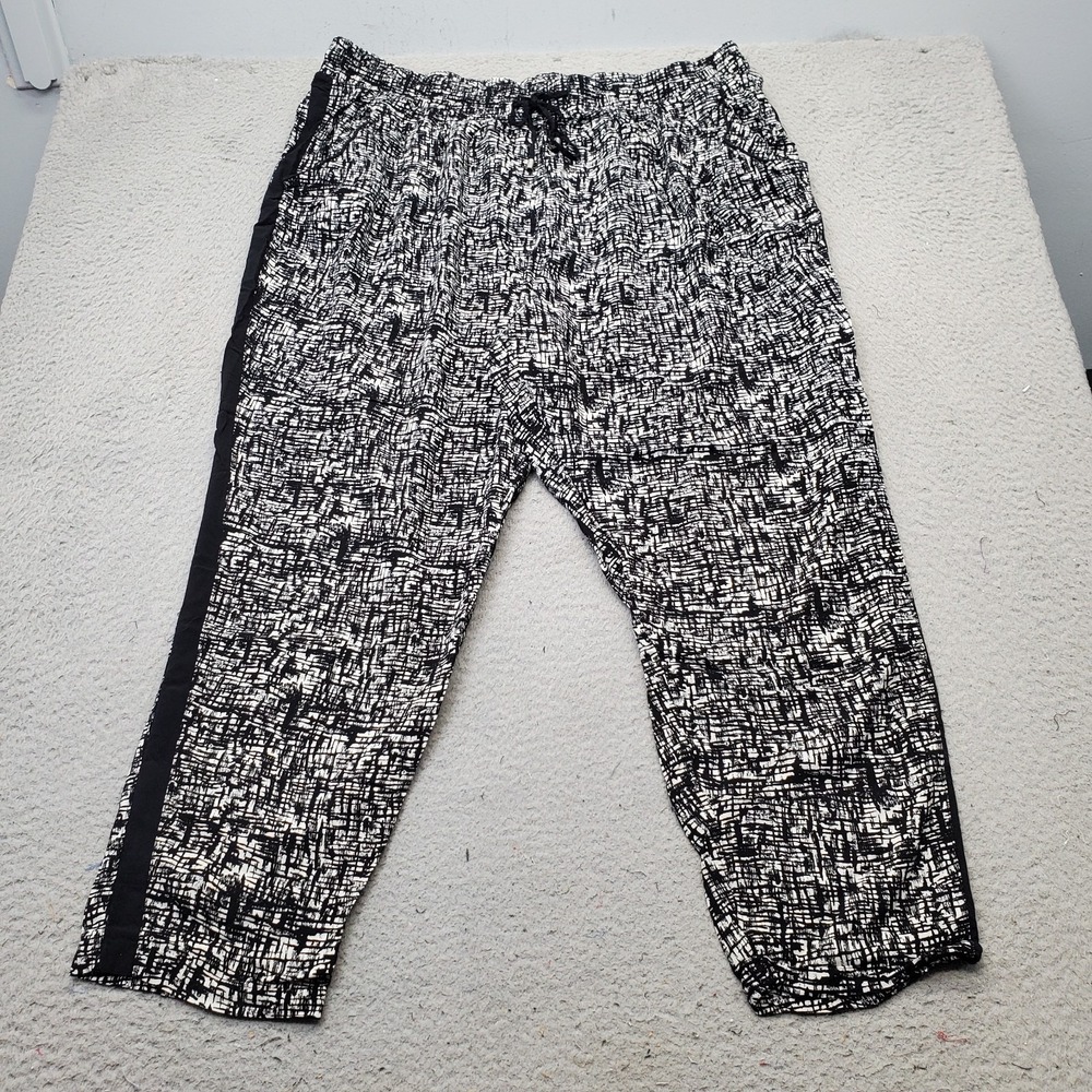 French Laundry Pants Women 3X Multicolor Geometric Drawstring Waist Straight Leg